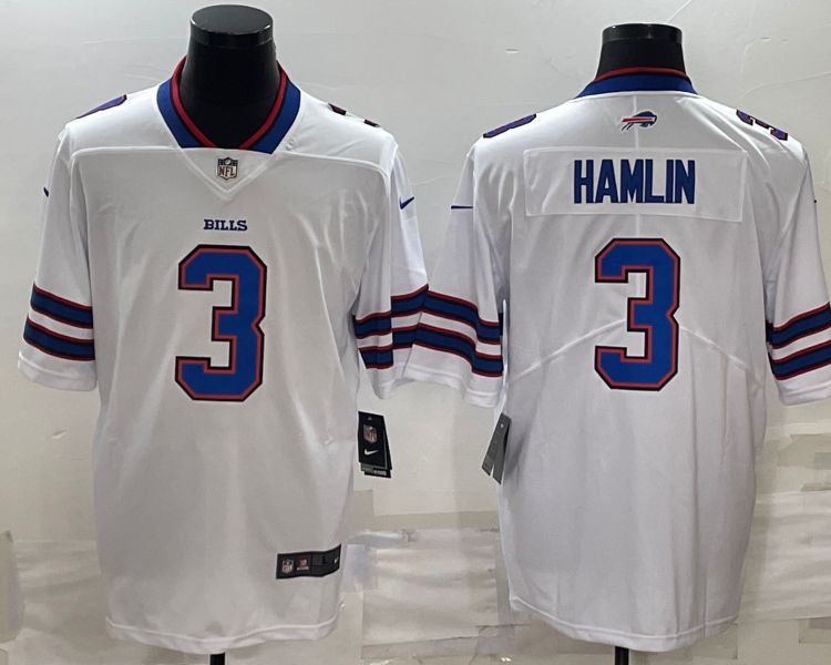 Men's Buffalo Bills Damar Hamlin #3 White Jersey