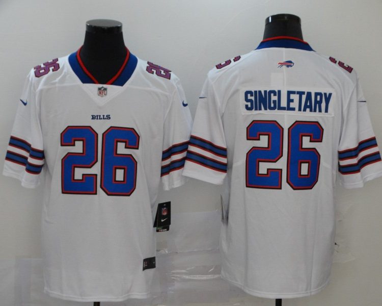 Men's Buffalo Bills Devin Singletary #26 White Jersey