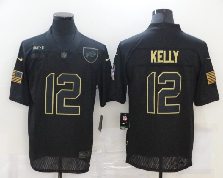 Men's Buffalo Bills Jim Kelly #12 Black Jersey