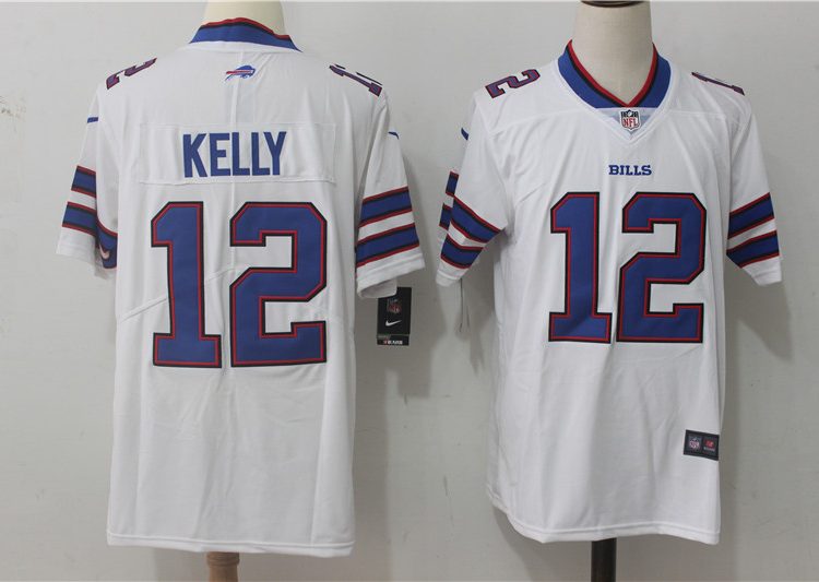 Men's Buffalo Bills Jim Kelly #12 White Jersey