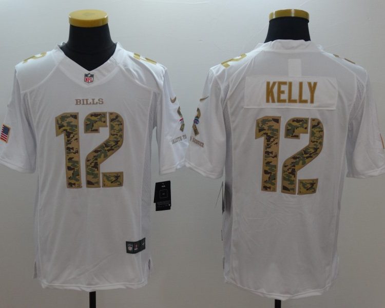 Men's Buffalo Bills Jim Kelly #12 White Jersey