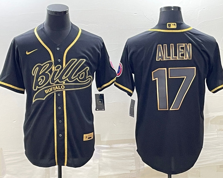 Men's Buffalo Bills Josh Allen #17 Black Jersey Joint Edition