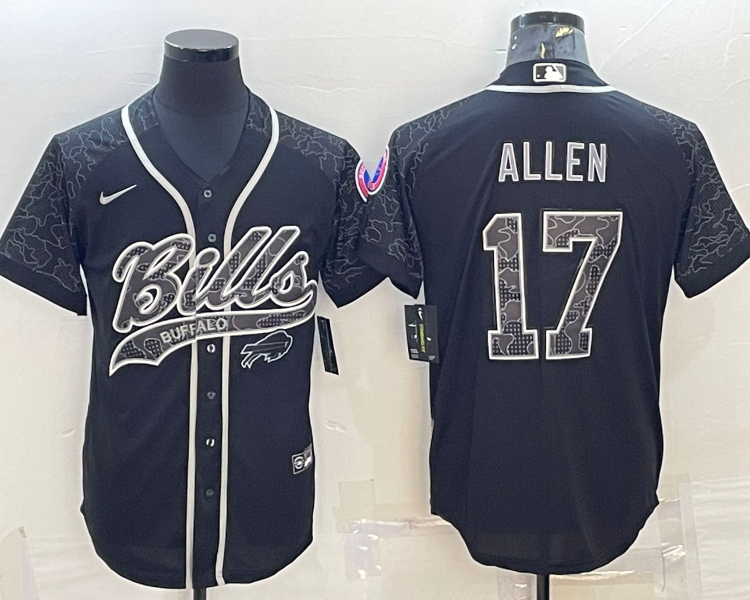 Men's Buffalo Bills Josh Allen #17 Black RFLCTV Limited Jersey Joint Edition