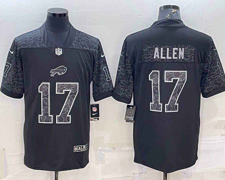 Men's Buffalo Bills Josh Allen #17 Black RFLCTV Limited Jersey