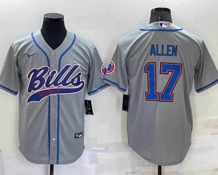 Men's Buffalo Bills Josh Allen #17 Gray Jersey Joint Edition