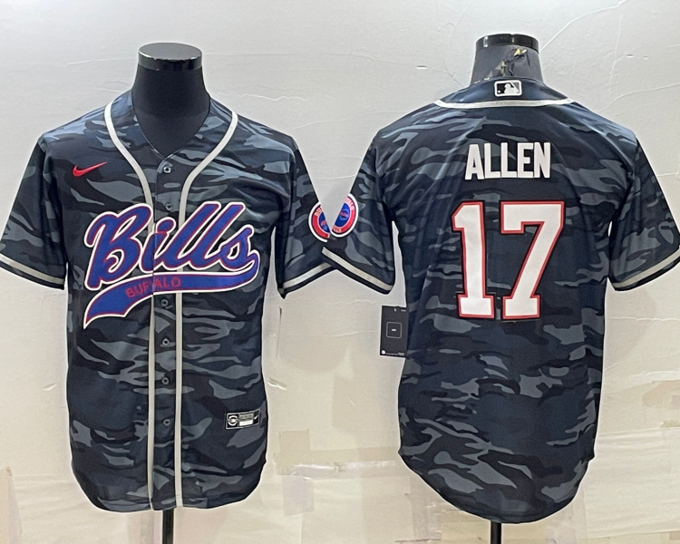 Men's Buffalo Bills Josh Allen #17 Grey Camouflage Jersey Joint Edition