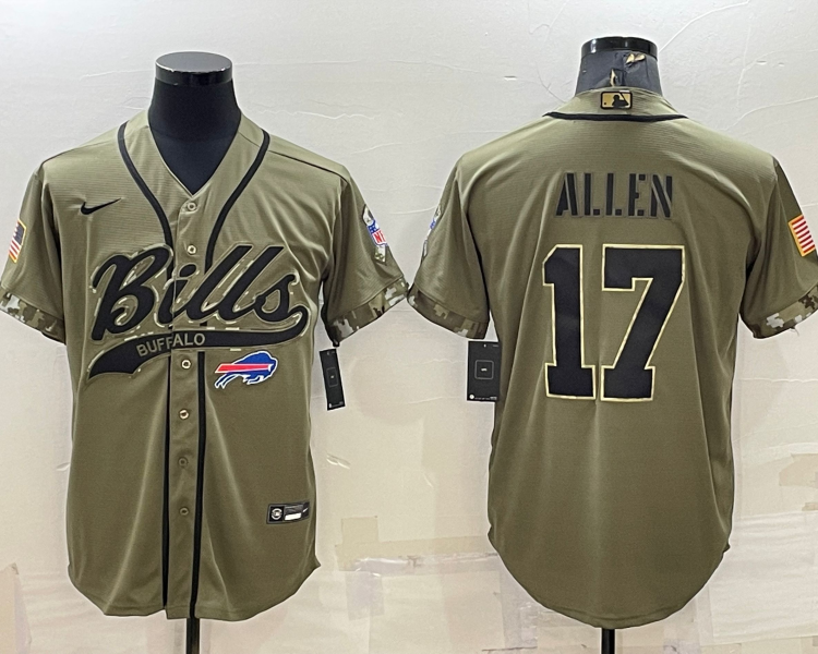 Men's Buffalo Bills Josh Allen #17 Olive 2022 Salute To Service Limited Jersey Joint Edition