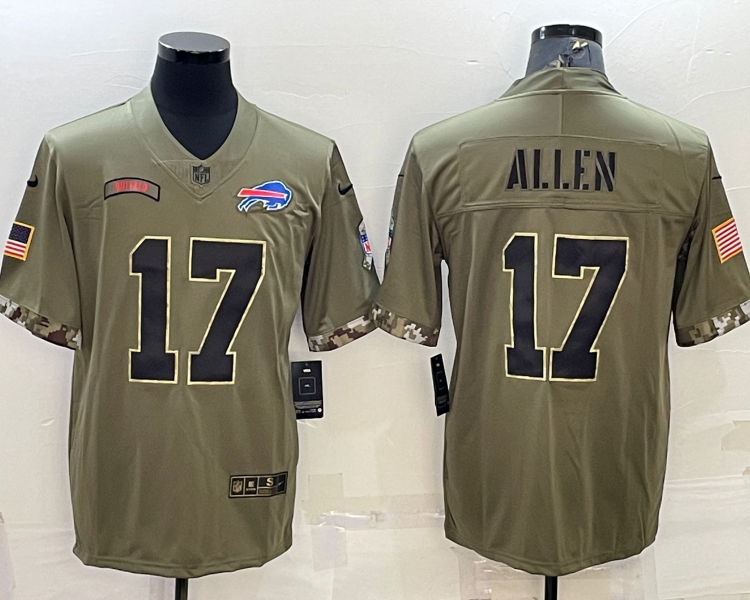 Men's Buffalo Bills Josh Allen #17 Olive 2022 Salute To Service Limited Jersey
