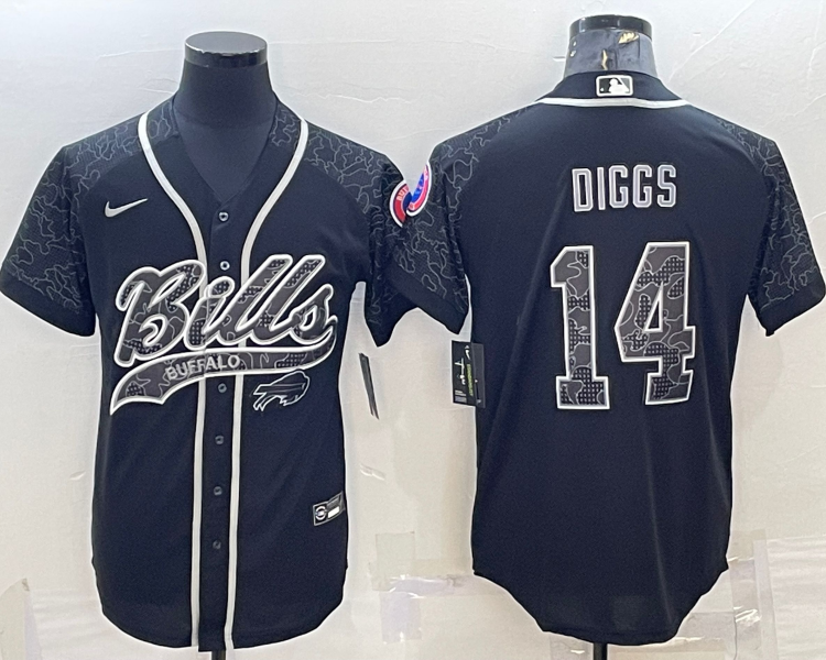 Men's Buffalo Bills Stefon Diggs #14 Black RFLCTV Limited Jersey Joint Edition