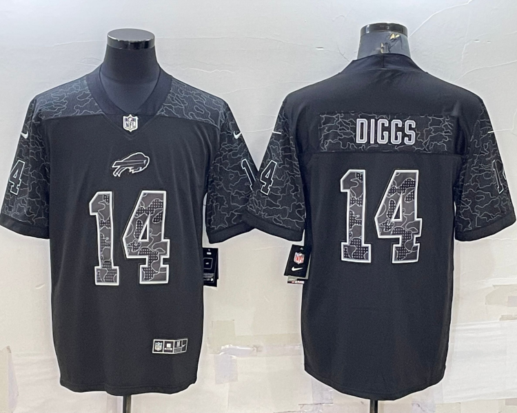 Men's Buffalo Bills Stefon Diggs #14 Black RFLCTV Limited Jersey
