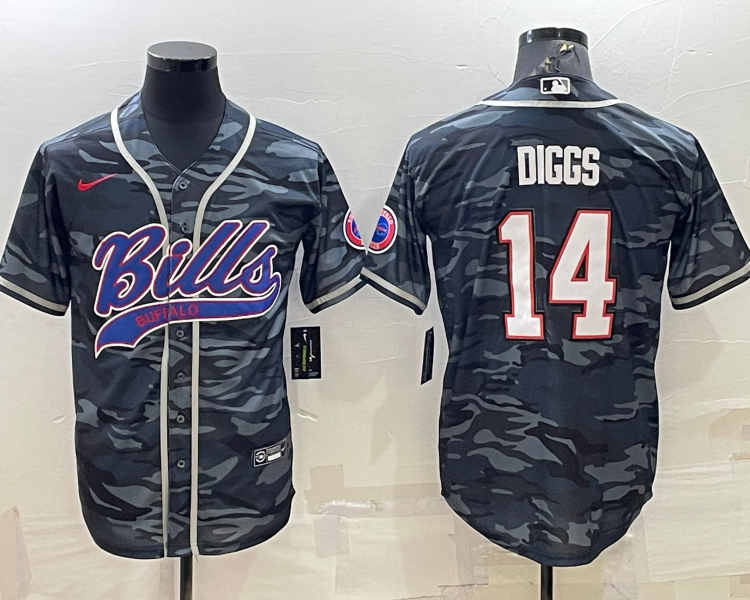 Men's Buffalo Bills Stefon Diggs #14 Grey Camouflage Jersey Joint Edition