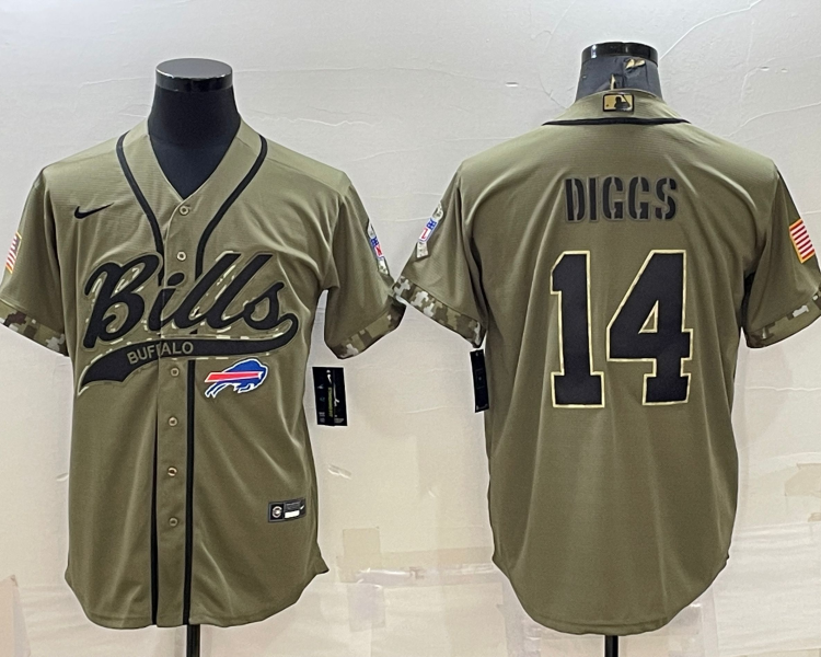 Men's Buffalo Bills Stefon Diggs #14 Olive 2022 Salute To Service Limited Jersey Joint Edition