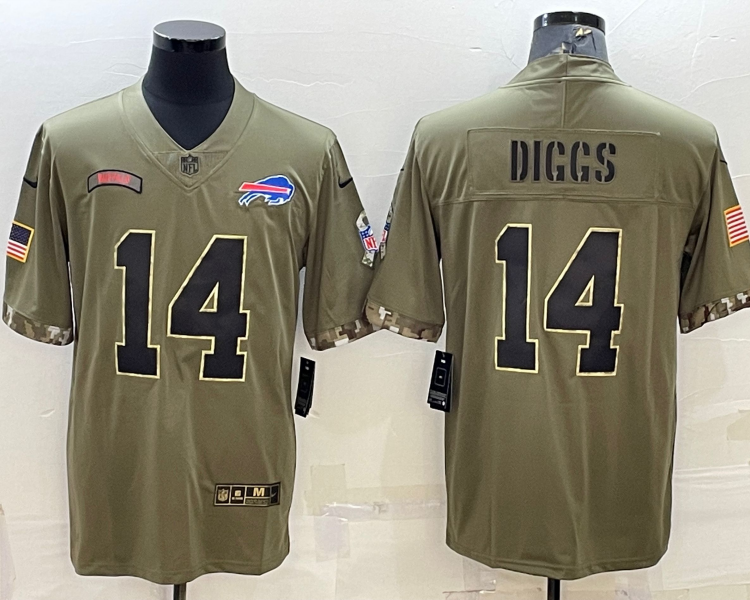 Men's Buffalo Bills Stefon Diggs #14 Olive 2022 Salute To Service Limited Jersey