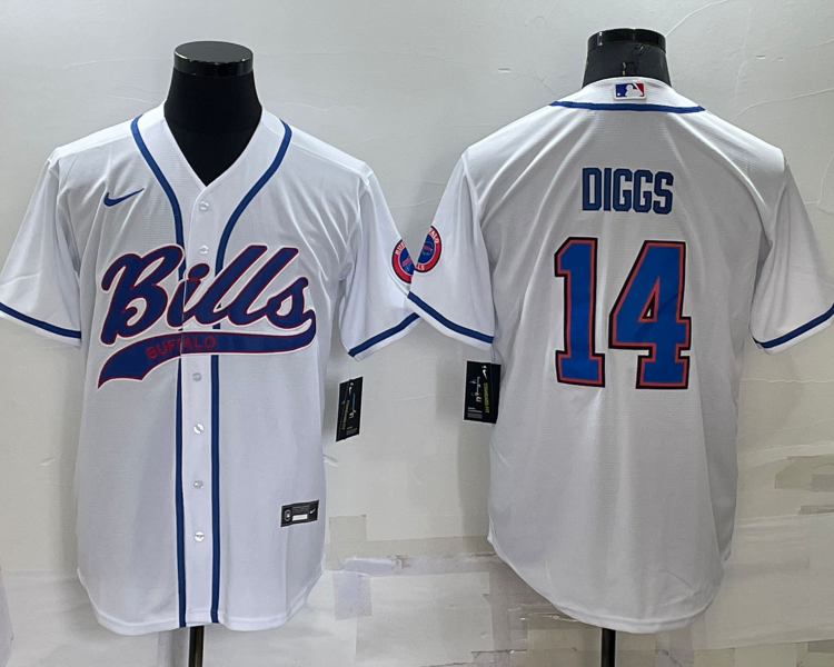 Men's Buffalo Bills Stefon Diggs #14 White Jersey Joint Edition