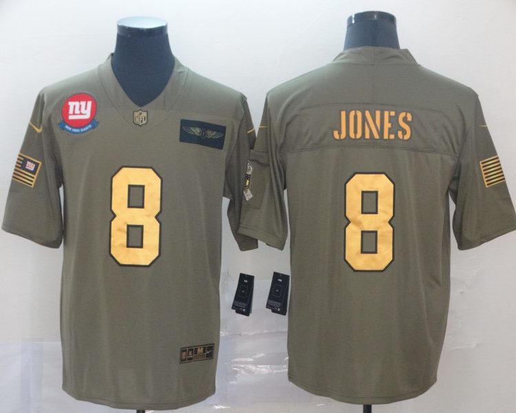 Men's New York Giants Daniel Jones #8 Brown Jersey