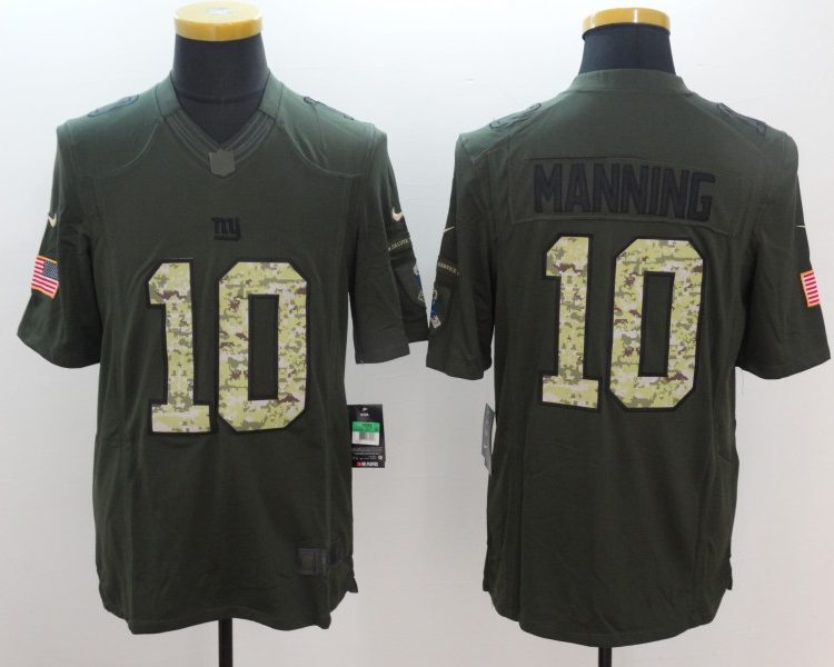Men's New York Giants Eli Manning #10 Army Green Jersey