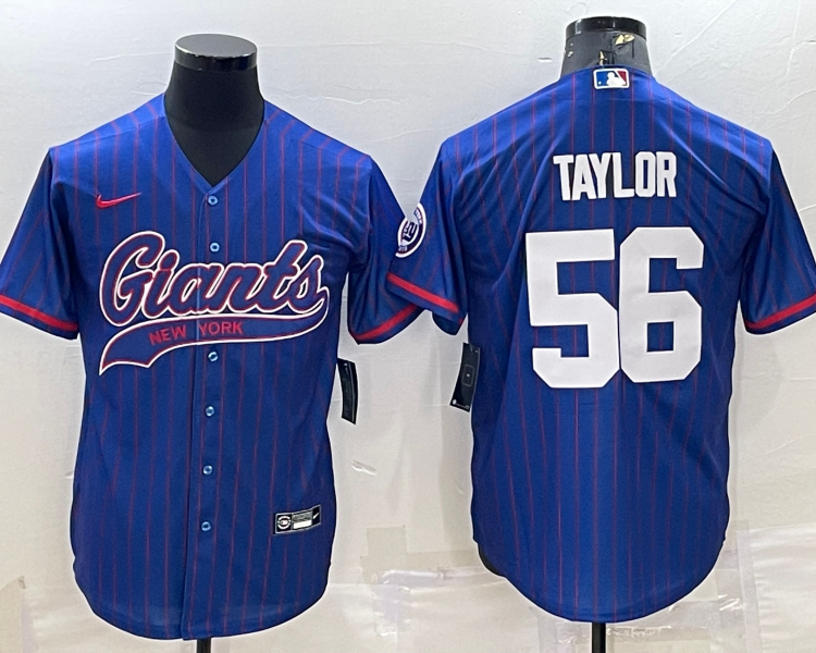 Men's New York Giants Lawrence Taylor #56 Blue Jersey Joint Edition