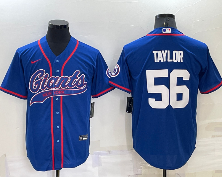 Men's New York Giants Lawrence Taylor #56 Blue Jersey Joint Edition