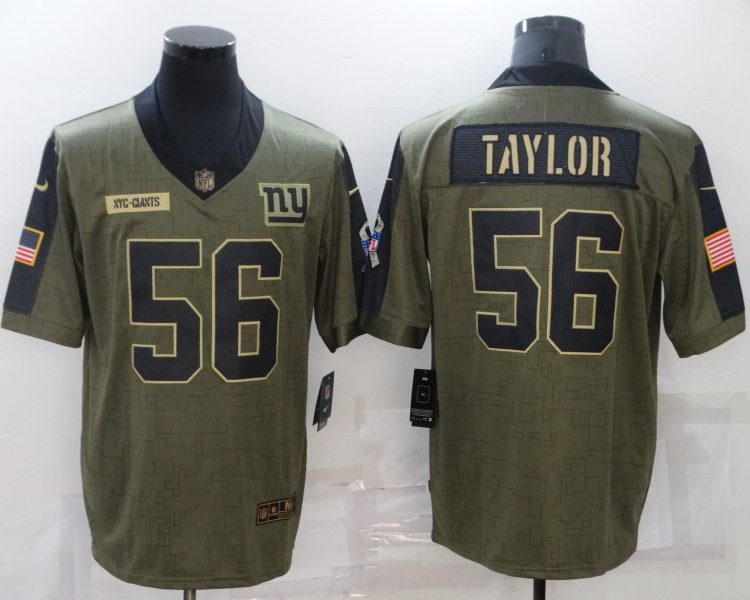 Men's New York Giants Lawrence Taylor #56 Brown Jersey