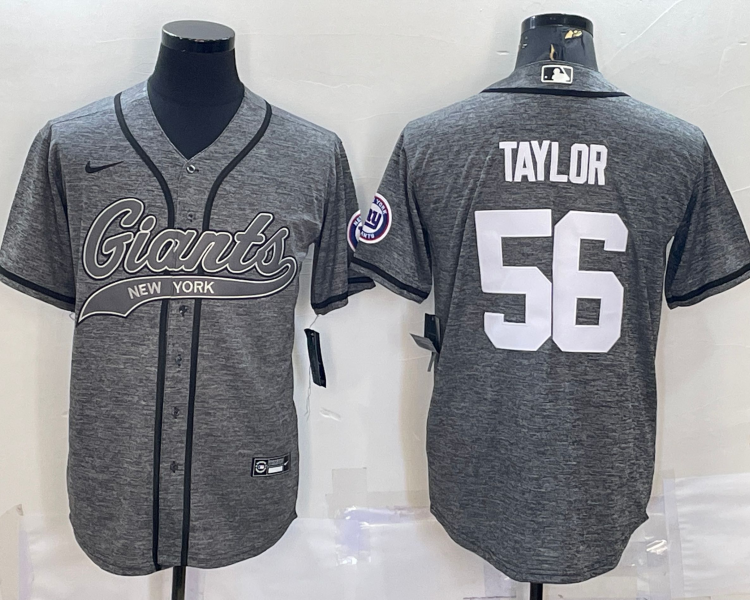 Men's New York Giants Lawrence Taylor #56 Gray Jersey Joint Edition