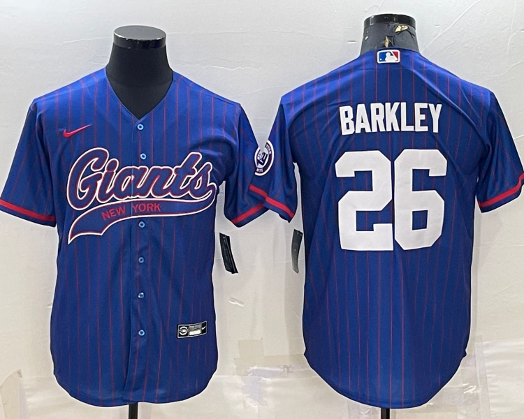 Men's New York Giants Saquon Barkley #26 Blue Jersey Joint Edition