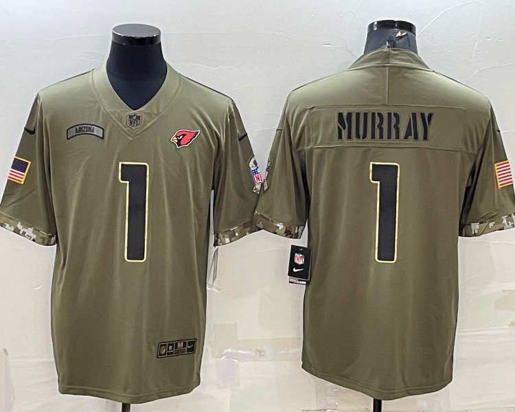 Men's Arizona Cardinals Kyler Murray #1 Olive 2022 Salute To Service Limited Jersey