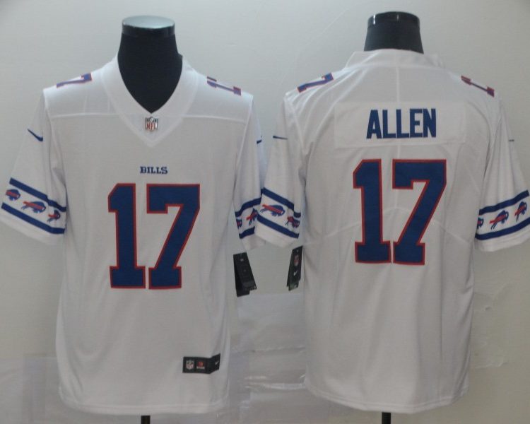 Men's Buffalo Bills #17 Josh Allen White Jersey