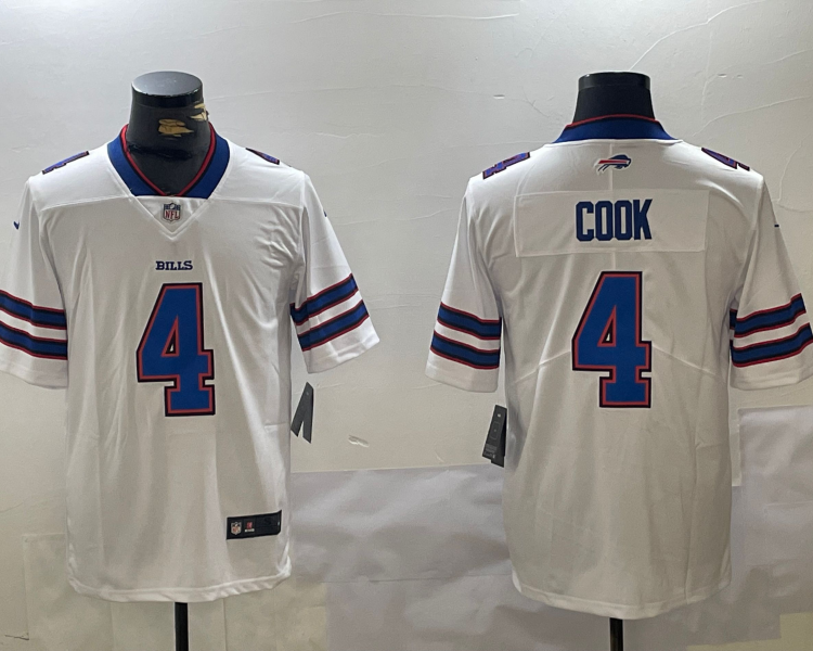 Men's Buffalo Bills James Cook #4 White Jersey