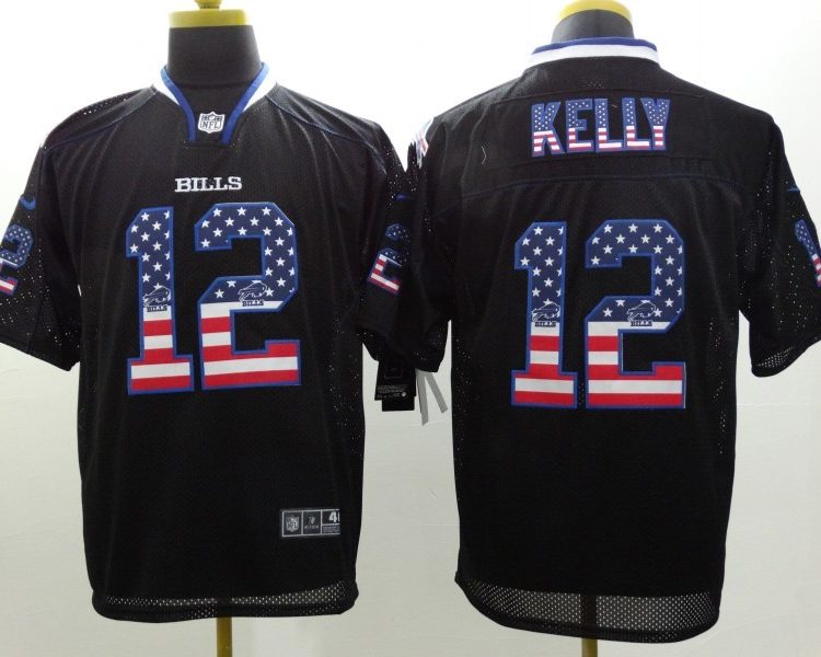 Men's Buffalo Bills Jim Kelly #12 Black Jersey