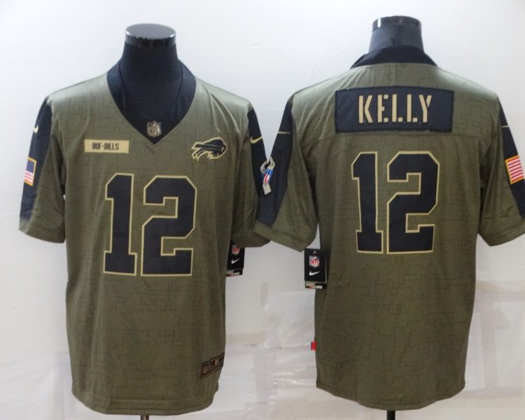 Men's Buffalo Bills Jim Kelly #12 Brown Jersey