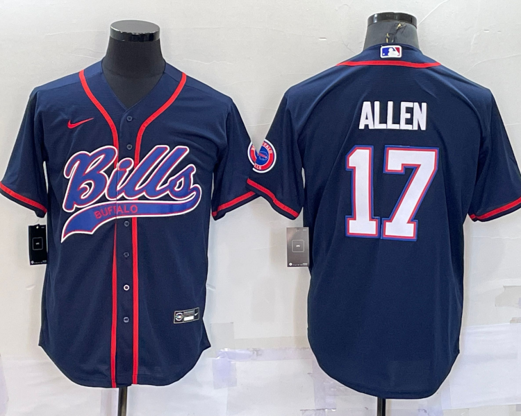 Men's Buffalo Bills Josh Allen #17 Navy Jersey Joint Edition