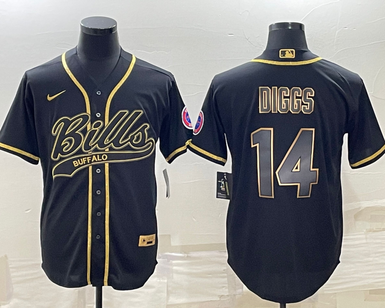 Men's Buffalo Bills Stefon Diggs #14 Black Jersey Joint Edition