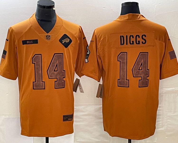 Men's Buffalo Bills Stefon Diggs #14 Brown 2023 Salute To Service Retired Limited Jersey