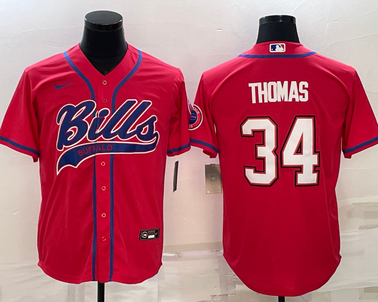 Men's Buffalo Bills Thurman Thomas #34 Red Jersey Joint Edition
