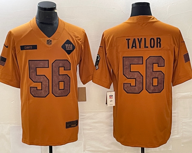 Men's New York Giants Lawrence Taylor #56 Brown 2023 Salute To Service Retired Limited Jersey