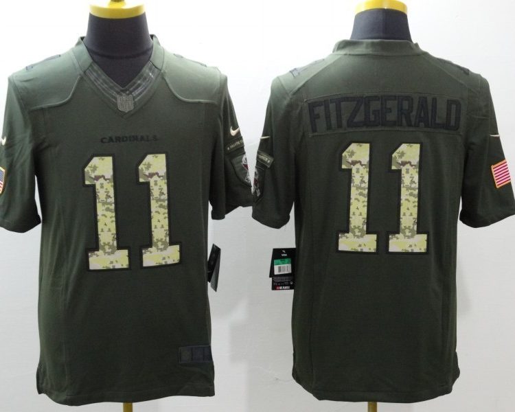 Men's Arizona Cardinals Larry Fitzgerald #11 Army Green Jersey