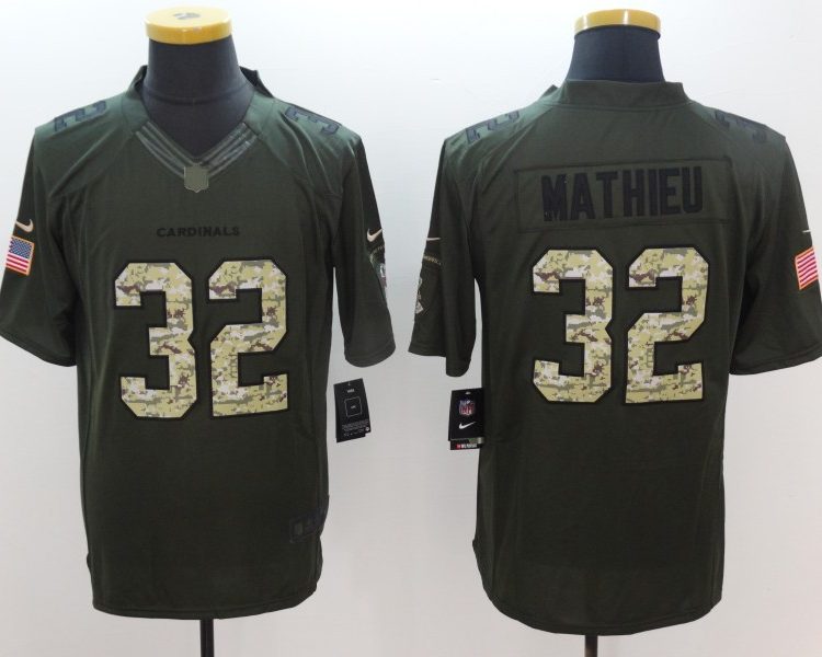 Men's Arizona Cardinals Tyrann Mathieu #32 Army Green Jersey