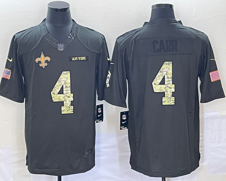 Men's New Orleans Saints #4 Derek Carr Black Jersey