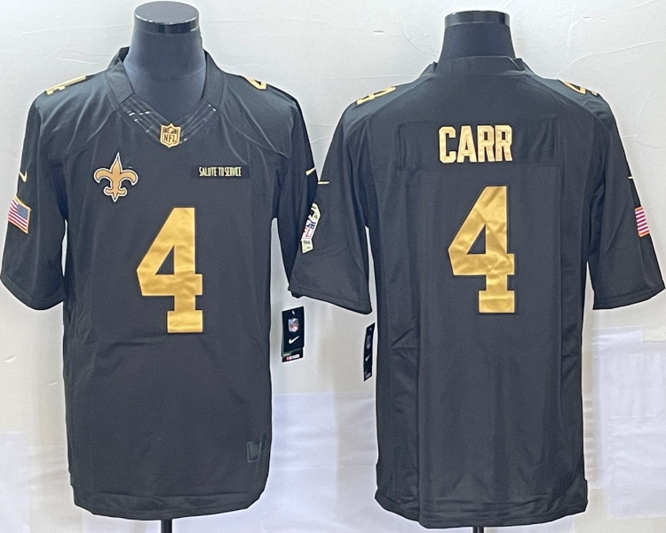 Men's New Orleans Saints #4 Derek Carr Black Jersey