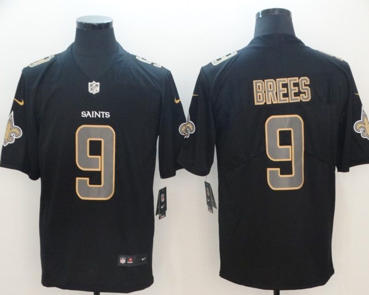 Men's New Orleans Saints #9 Drew Brees Black Authentic Jersey