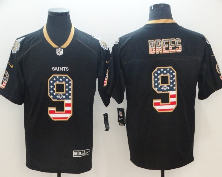 Men's New Orleans Saints #9 Drew Brees Black Jersey