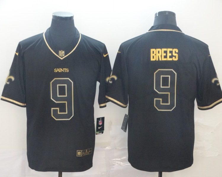 Men's New Orleans Saints #9 Drew Brees Black Team Color Jersey