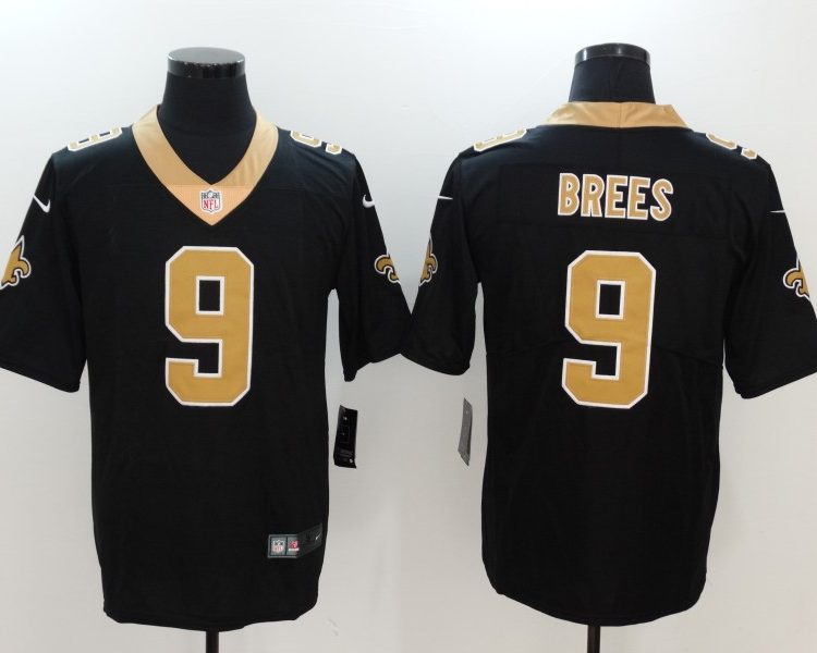 Men's New Orleans Saints #9 Drew Brees Black Team Jersey