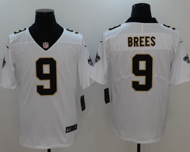 Men's New Orleans Saints #9 Drew Brees Team Jersey White