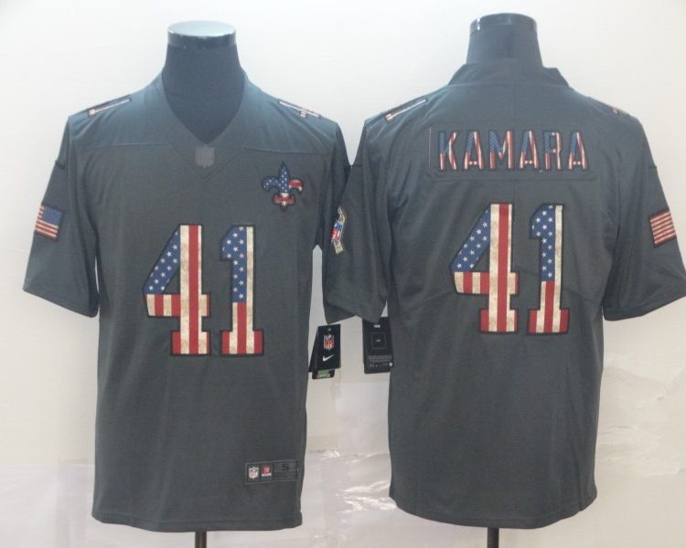 Men's New Orleans Saints Alvin Kamara #41 Black Authentic Jersey