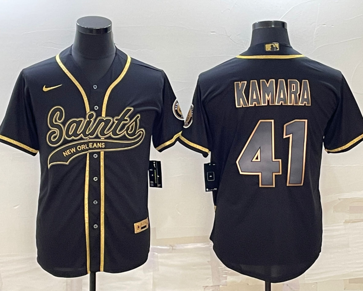 Men's New Orleans Saints Alvin Kamara #41 Black Jersey Joint Edition