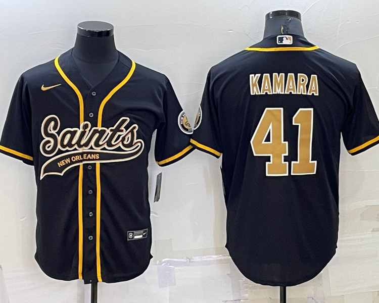 Men's New Orleans Saints Alvin Kamara #41 Black Jersey Joint Edition