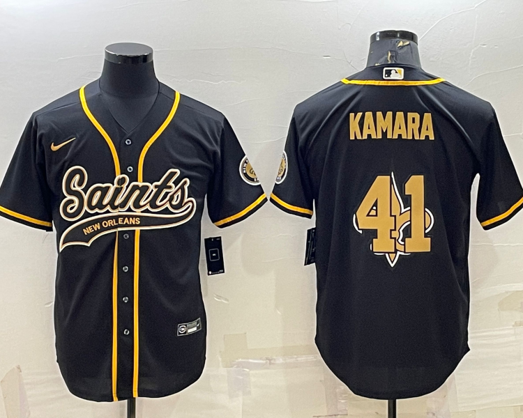 Men's New Orleans Saints Alvin Kamara #41 Black Jersey Joint Edition