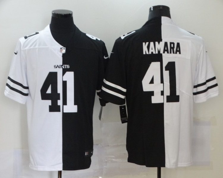 Men's New Orleans Saints Alvin Kamara #41 Black/White Jersey