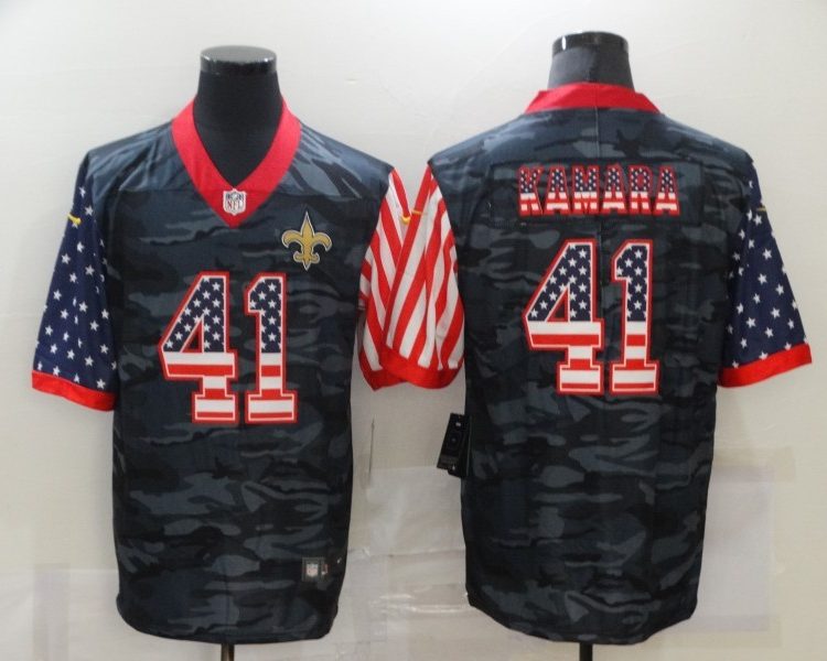 Men's New Orleans Saints Alvin Kamara #41 Gray Camouflage Jersey